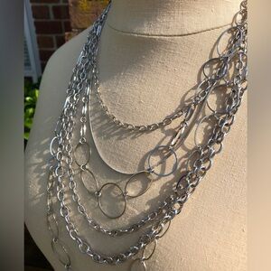 Multi strand Necklace Silver tone